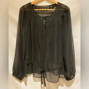 The Limited Sheer Tie-Front Tunic, size M